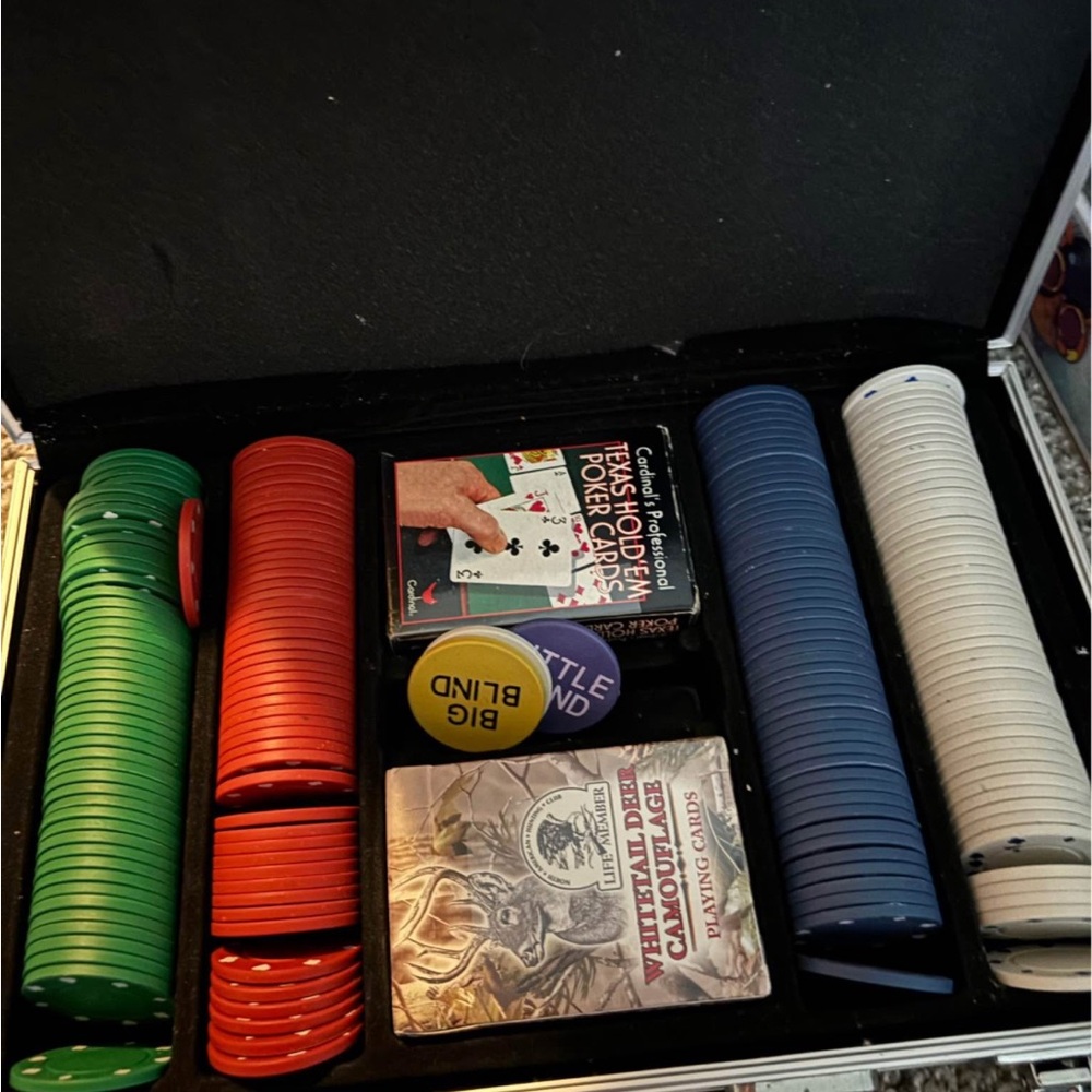 Poker Chip Set with Cards - Red, Green, Blue, White